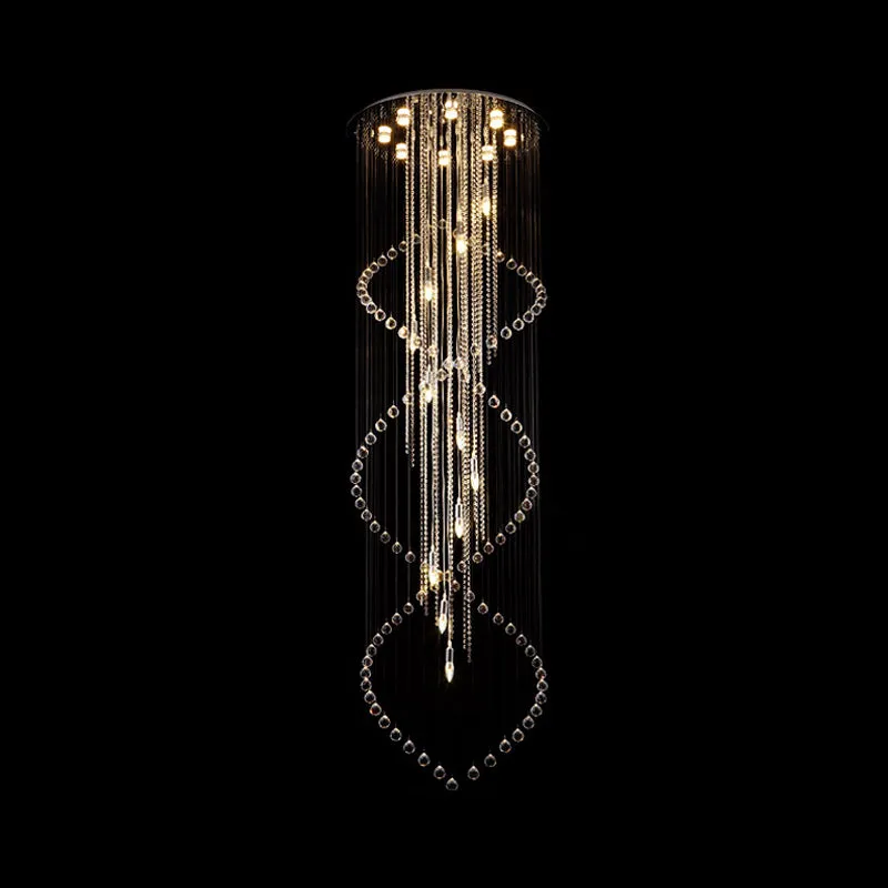 Cascading Stair Cluster hanglamp Minimalistisch kristal 19-lamps zilveren LED-hanglamp Clearhalo