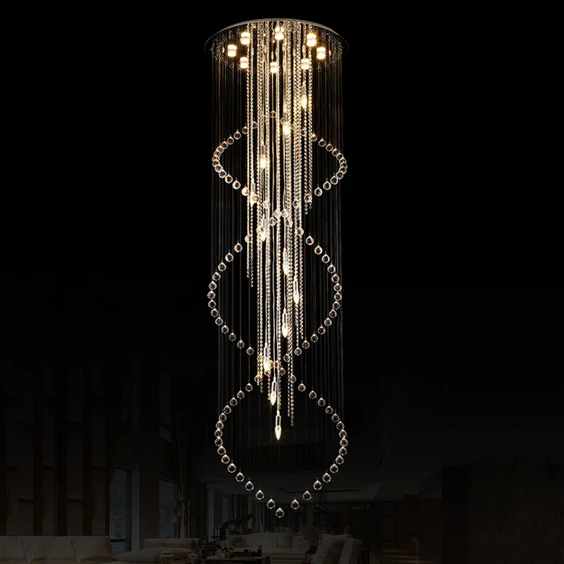Cascading Stair Cluster hanglamp Minimalistisch kristal 19-lamps zilveren LED-hanglamp Clearhalo