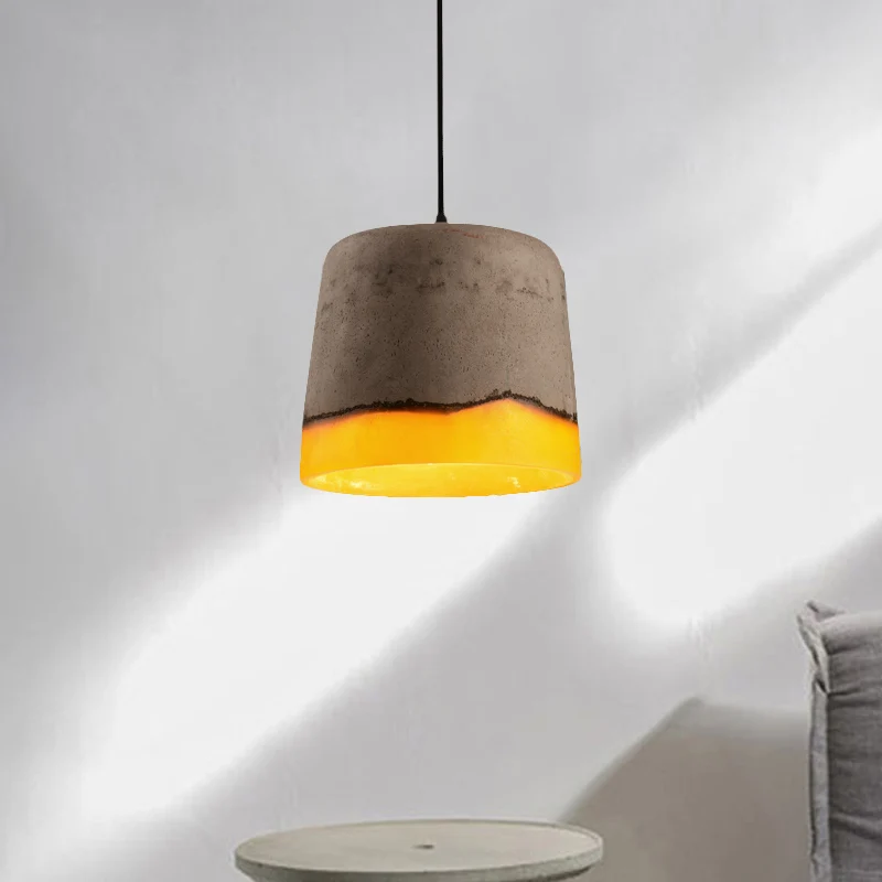 Cement en hars emmer hanglamp industriële 1 kop restaurant hanglamp grijs Clearhalo