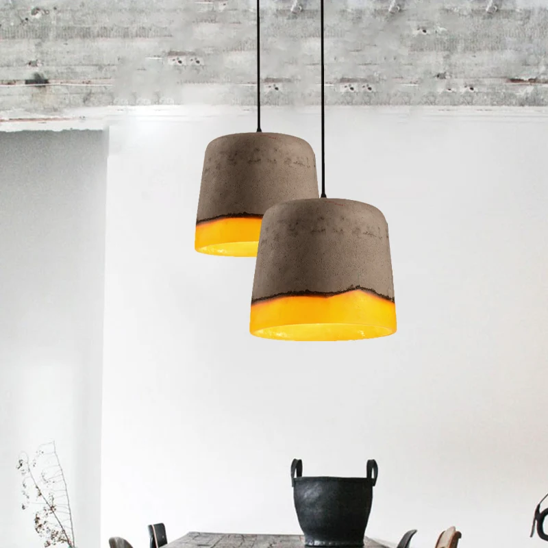Cement en hars emmer hanglamp industriële 1 kop restaurant hanglamp grijs Clearhalo