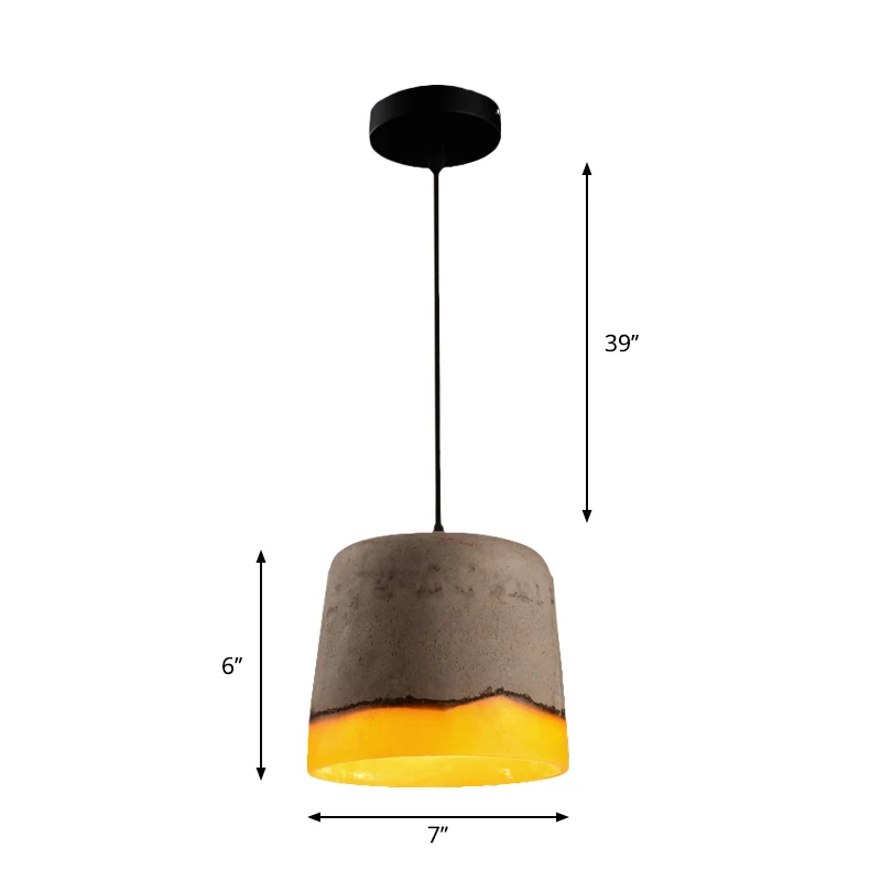 Cement en hars emmer hanglamp industriële 1 kop restaurant hanglamp grijs Clearhalo