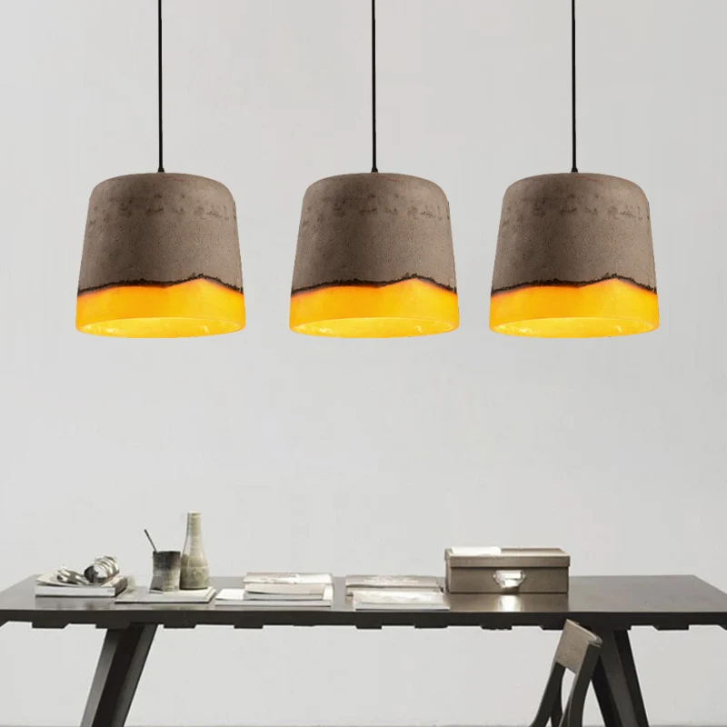 Cement en hars emmer hanglamp industriële 1 kop restaurant hanglamp grijs Clearhalo