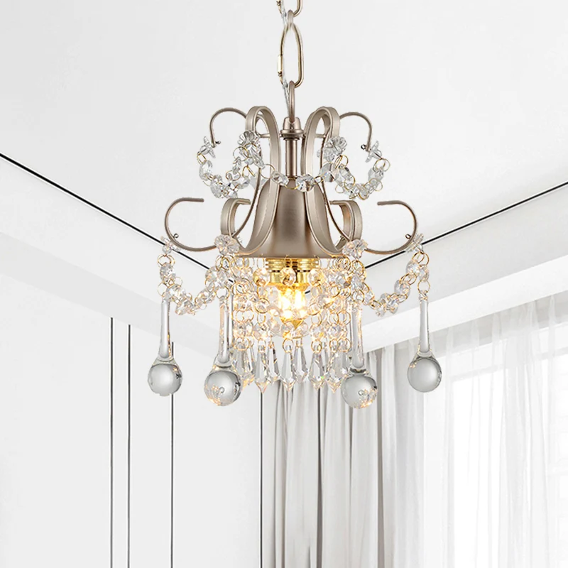 Champagne gebogen arm kroonluchter Crystal Teardrop kroonluchter voor woonkamer Clearhalo