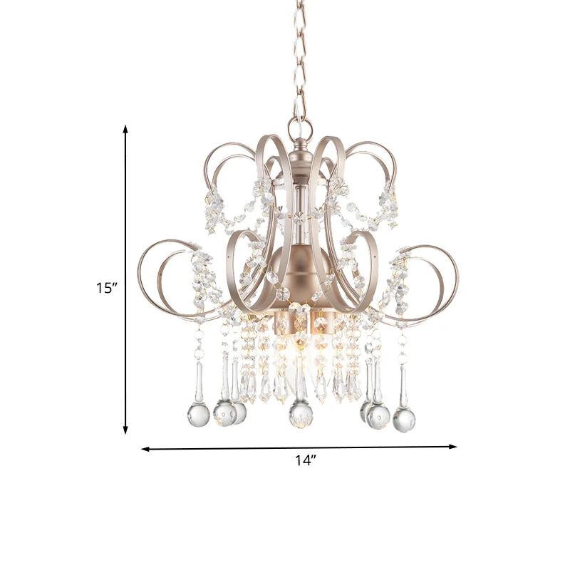 Champagne gebogen arm kroonluchter Crystal Teardrop kroonluchter voor woonkamer Clearhalo