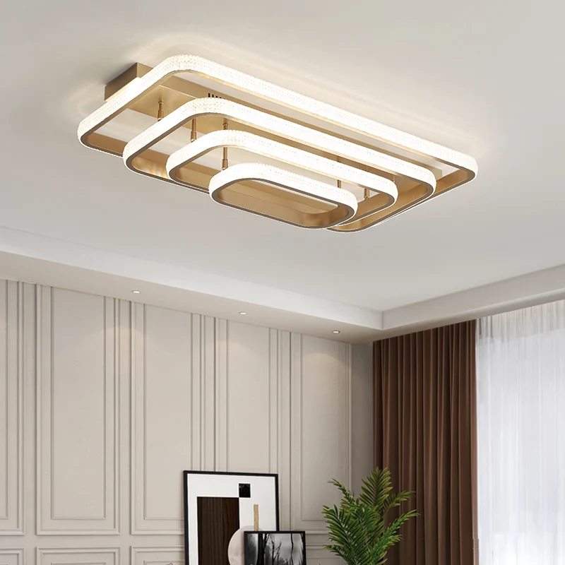 Champagne lusvormige inbouwlamp Moderne metalen semi-inbouw plafond LED-lamp Clearhalo