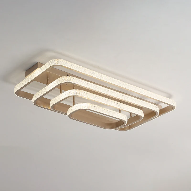 Champagne lusvormige inbouwlamp Moderne metalen semi-inbouw plafond LED-lamp Clearhalo