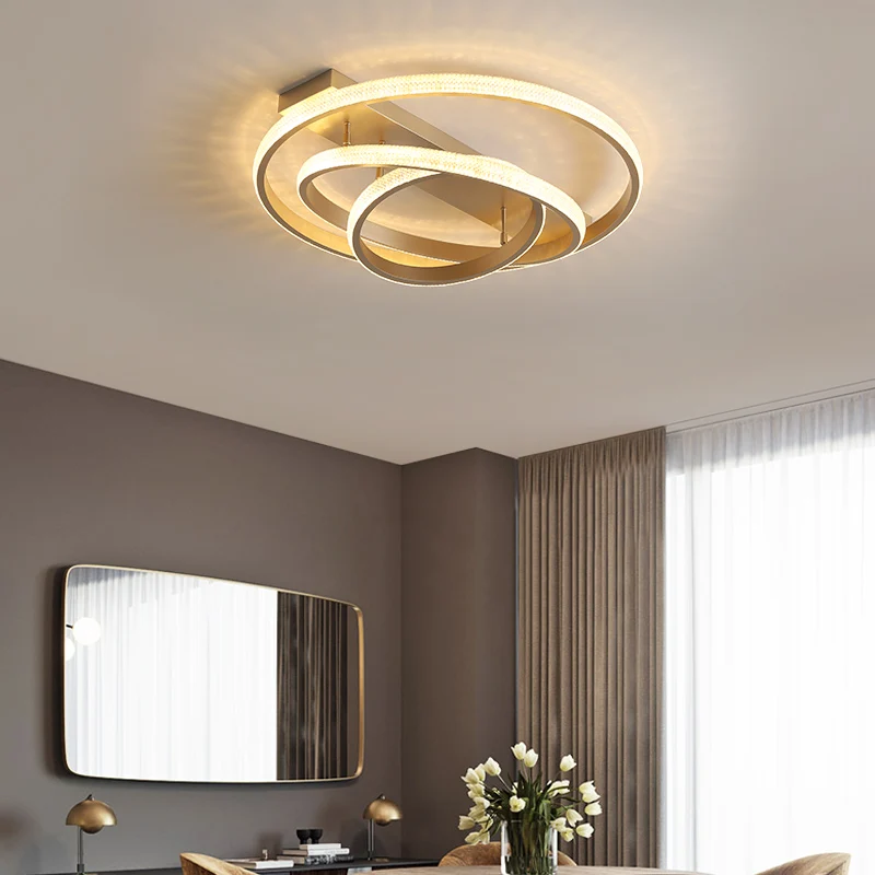 Champagne lusvormige inbouwlamp Moderne metalen semi-inbouw plafond LED-lamp Clearhalo