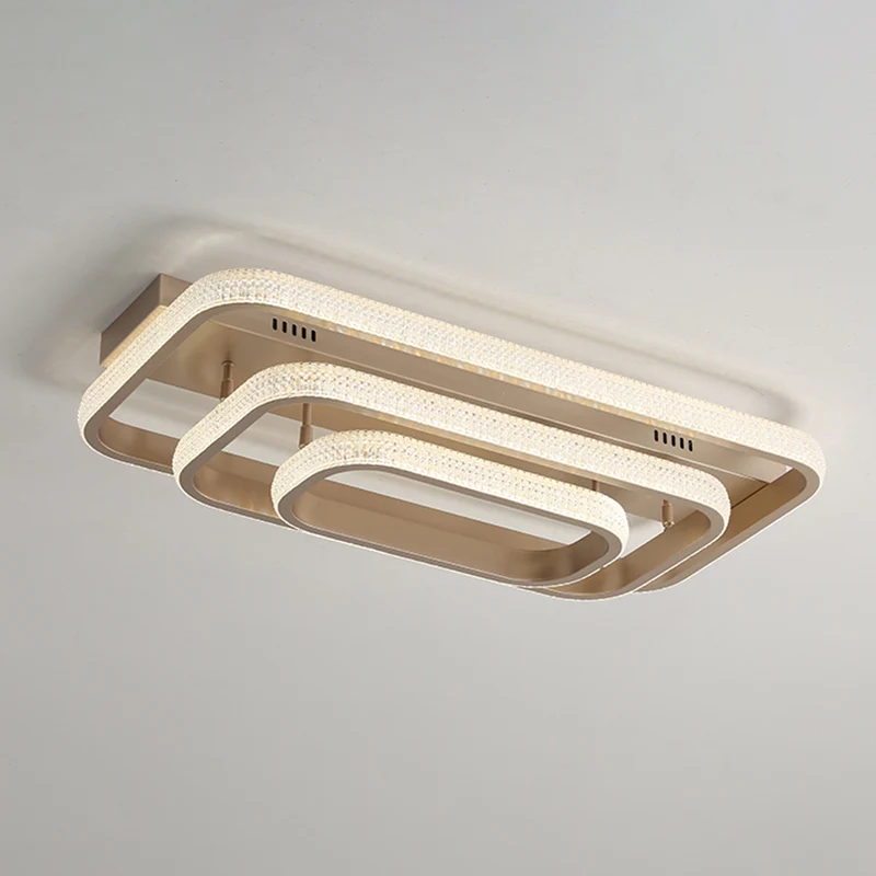 Champagne lusvormige inbouwlamp Moderne metalen semi-inbouw plafond LED-lamp Clearhalo