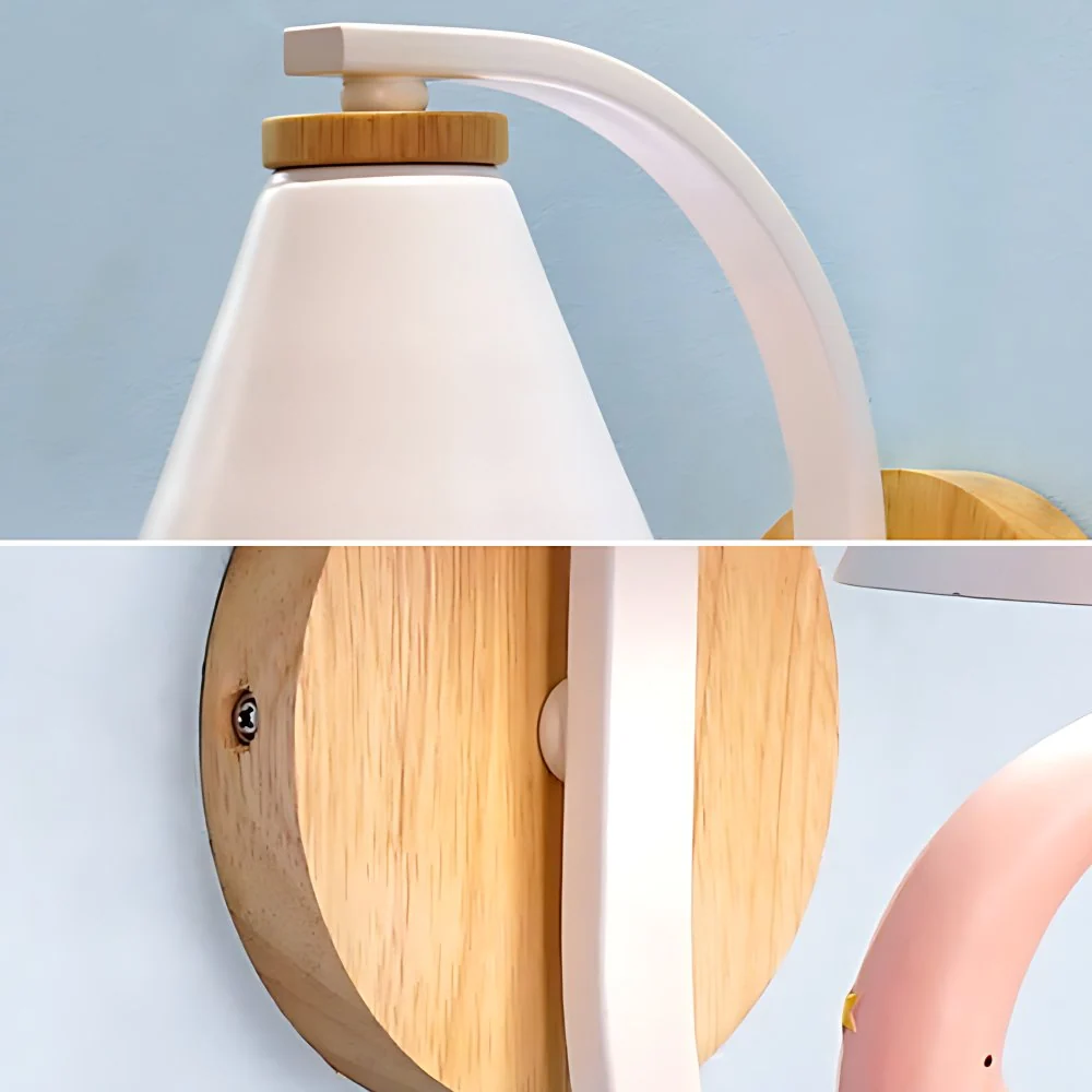 Child & Moon wandlamp met Coolie Shade 1 licht cartoon hars wandkandelaar voor verpleegkamer Clearhalo