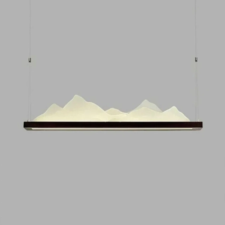 Chinese 1-lichts plafondhanger met acrylkap, zwarte bergvormige kroonluchter voor studeerkamer, 31,5"/39"/47" breed Clearhalo