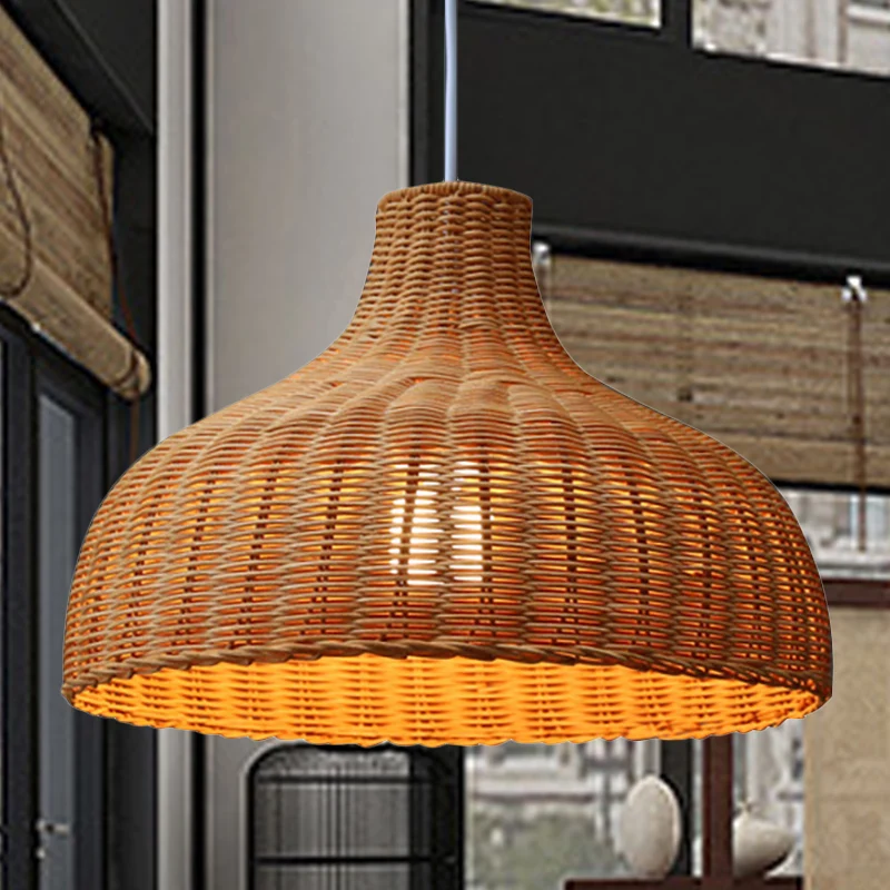 Chinese koepel hanglamp rotan 1 lamp plafond hanglamp oranje voor restaurant Clearhalo