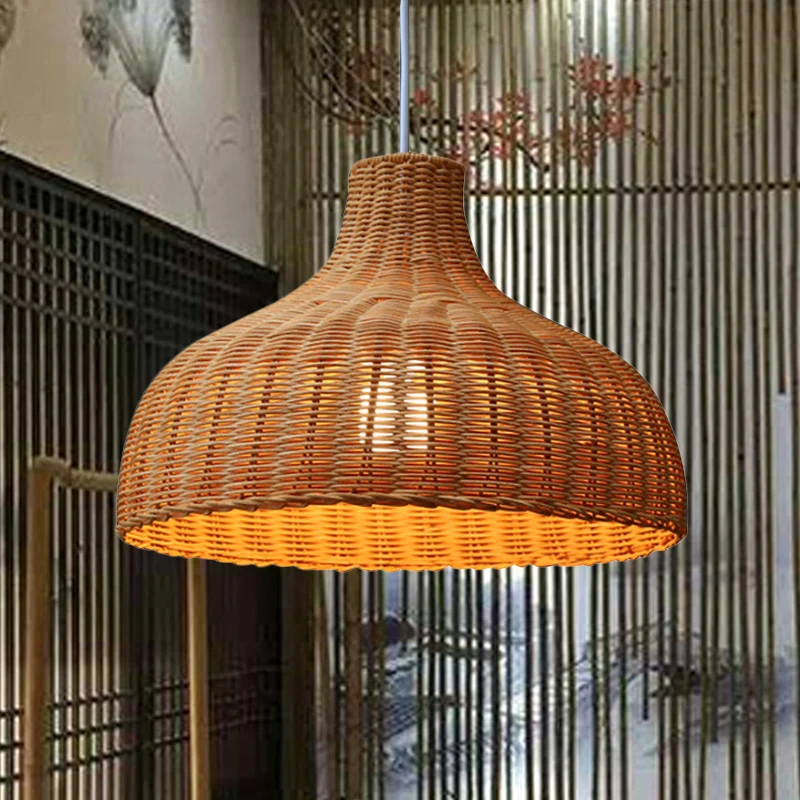 Chinese koepel hanglamp rotan 1 lamp plafond hanglamp oranje voor restaurant Clearhalo
