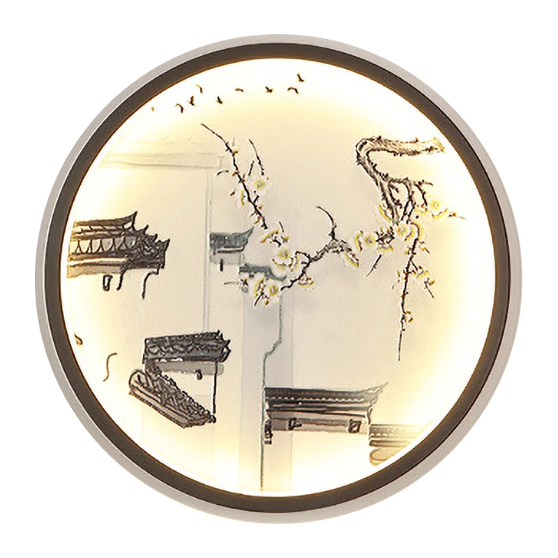Chinese oude stad metalen muurschildering licht LED inbouw wandkandelaar zwart voor woonkamer Clearhalo