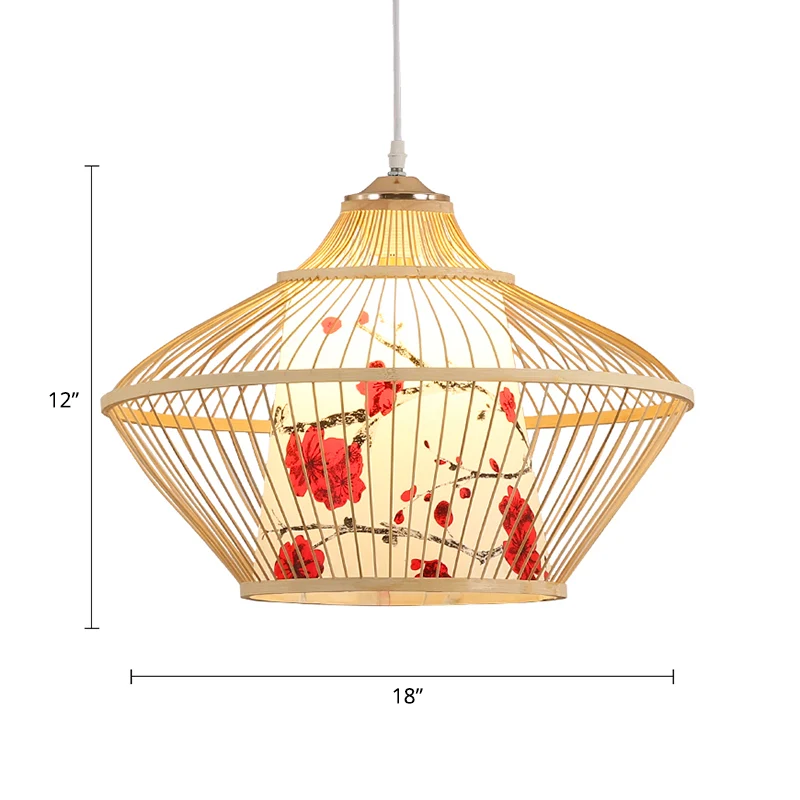 Chinese stijl conische hanglamp bamboe 1-lichts theesalon plafond hanglamp Clearhalo