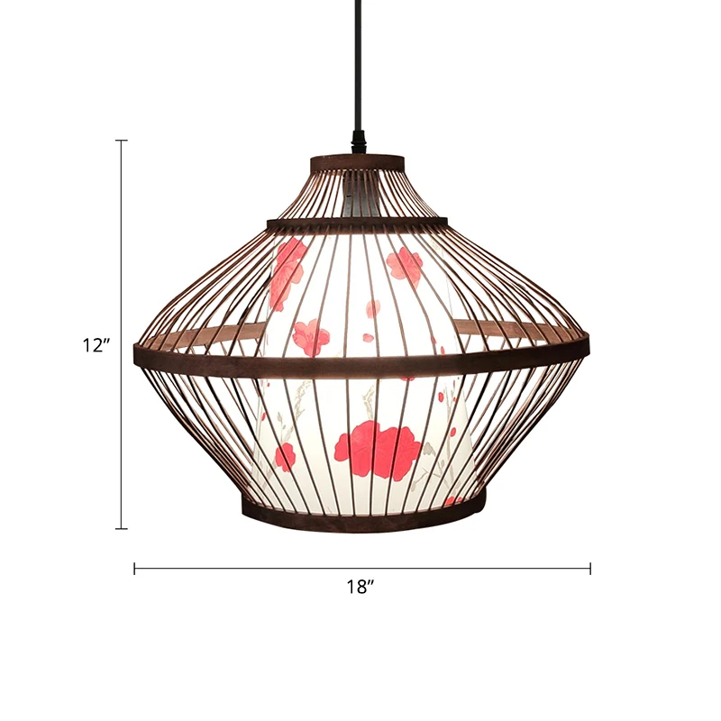 Chinese stijl conische hanglamp bamboe 1-lichts theesalon plafond hanglamp Clearhalo