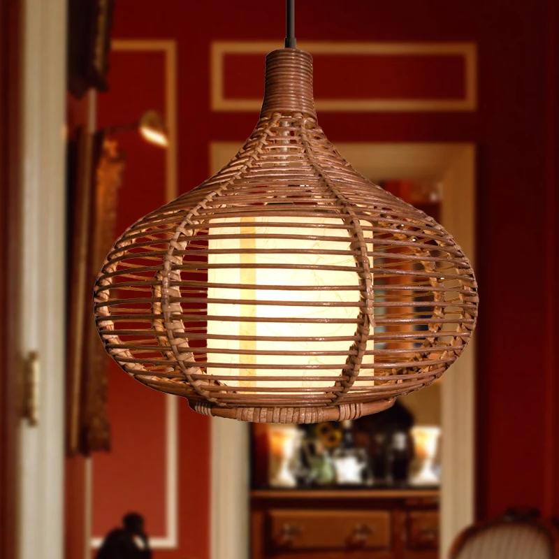 Chinese Teardrop hanglamp bamboe 1 kop plafond hanglamp koffie Clearhalo