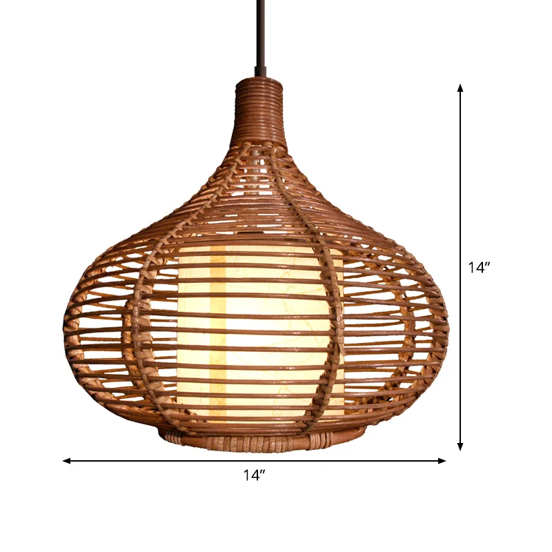 Chinese Teardrop hanglamp bamboe 1 kop plafond hanglamp koffie Clearhalo