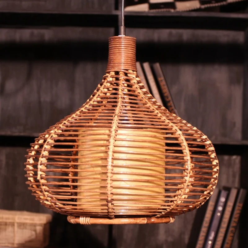Chinese Teardrop hanglamp bamboe 1 kop plafond hanglamp koffie Clearhalo
