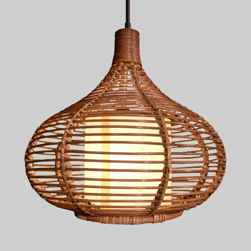 Chinese Teardrop hanglamp bamboe 1 kop plafond hanglamp koffie Clearhalo