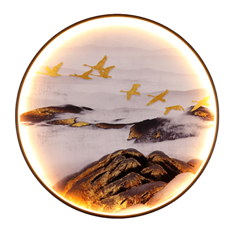 Chinese Vogels/Elanden Design Muurkunst Metalen Woonkamer LED Muurschildering Wandmontage Verlichting zwart Clearhalo
