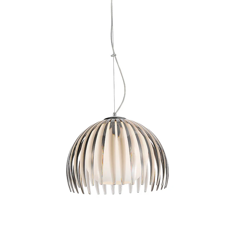 Chrome Dome hanglamp armatuur modernisme 1-lichts metalen slingerlamp met bol opaal glazen kap Clearhalo