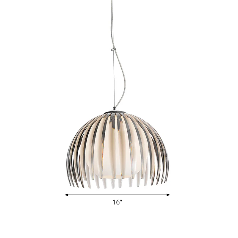Chrome Dome hanglamp armatuur modernisme 1-lichts metalen slingerlamp met bol opaal glazen kap Clearhalo