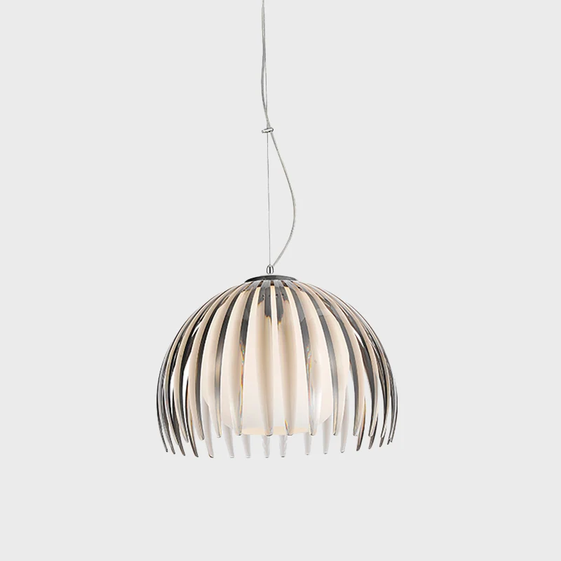 Chrome Dome hanglamp armatuur modernisme 1-lichts metalen slingerlamp met bol opaal glazen kap Clearhalo