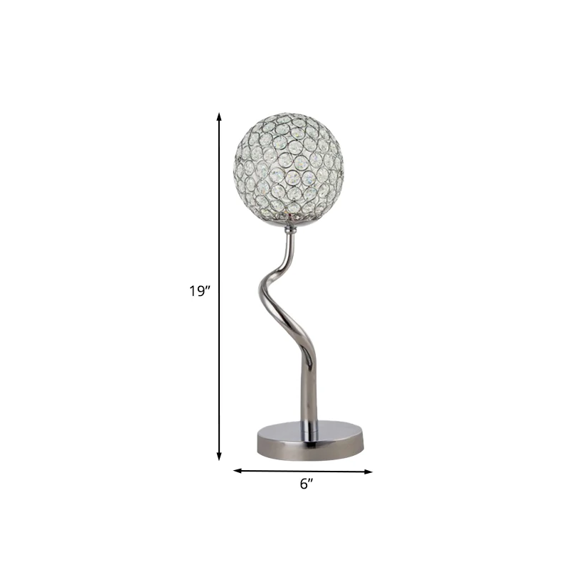 Chrome Globe Nights en Lamp Eigentijds ingevoegde kristallen LED-slaapkamertafellamp Clearhalo