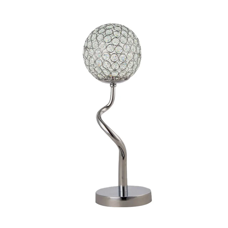 Chrome Globe Nights en Lamp Eigentijds ingevoegde kristallen LED-slaapkamertafellamp Clearhalo