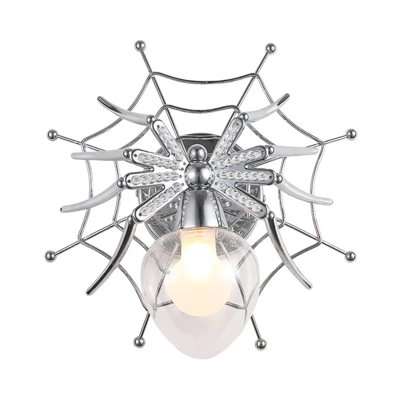 Chrome Spider wandkandelaar licht modern helder glas 1 licht wandverlichting voor slaapkamer Clearhalo