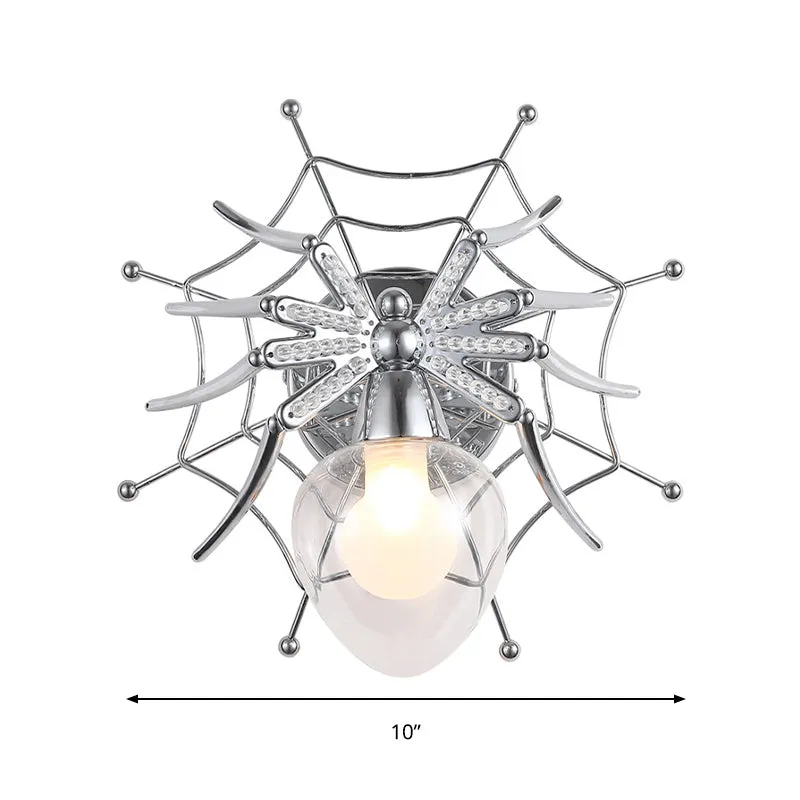 Chrome Spider wandkandelaar licht modern helder glas 1 licht wandverlichting voor slaapkamer Clearhalo