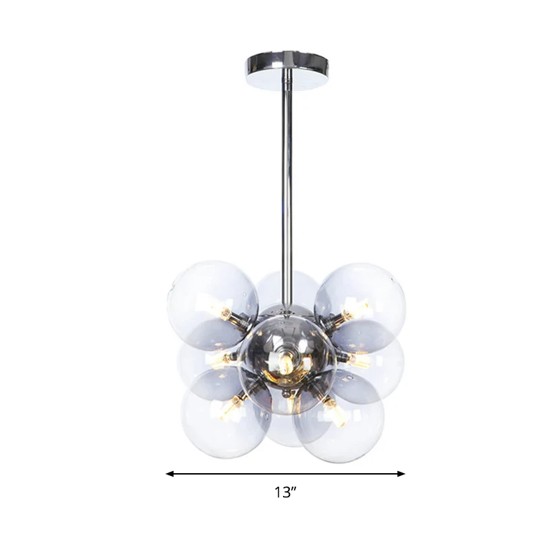 Chromen bol plafondkroonluchter modern 9 lampen helder glas hangende verlichtingsarmatuur Clearhalo