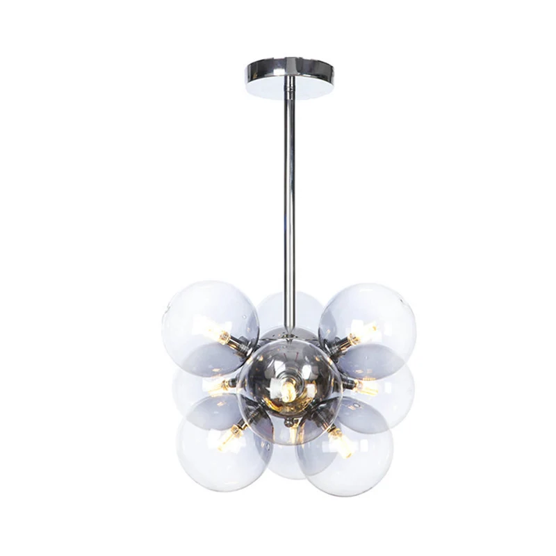 Chromen bol plafondkroonluchter modern 9 lampen helder glas hangende verlichtingsarmatuur Clearhalo