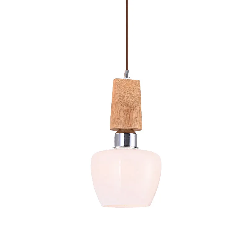 Chromen Tulpenhanglamp Vintage 1-lichts hangende hanglamp van mat wit glas met houten blad Clearhalo
