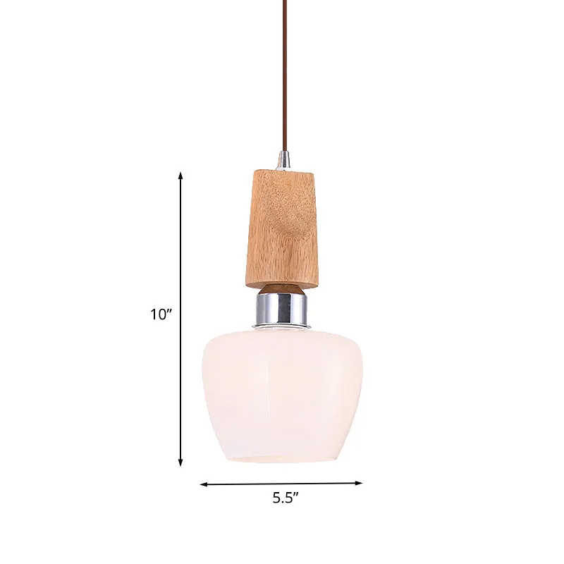 Chromen Tulpenhanglamp Vintage 1-lichts hangende hanglamp van mat wit glas met houten blad Clearhalo