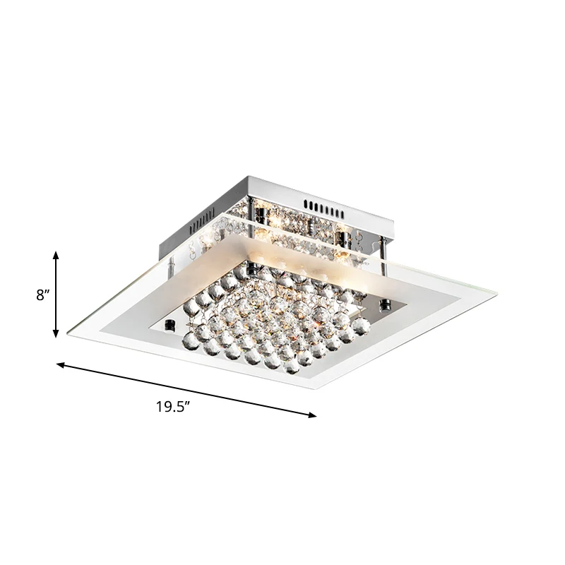 Chroom 5-kops semi-gemonteerde verlichting Moderne heldere kristallen bollen vierkante plafondlamp Clearhalo