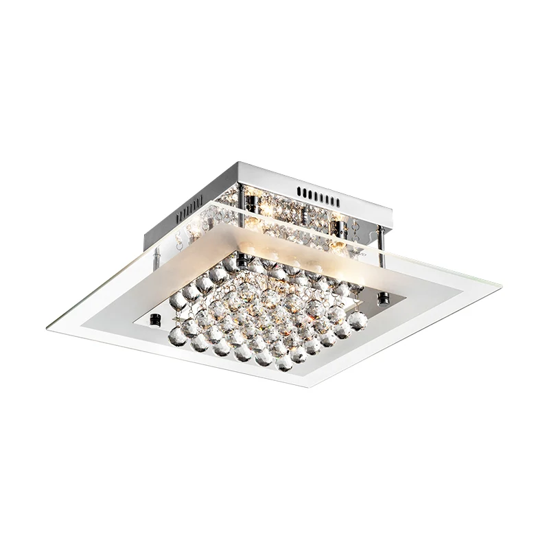 Chroom 5-kops semi-gemonteerde verlichting Moderne heldere kristallen bollen vierkante plafondlamp Clearhalo