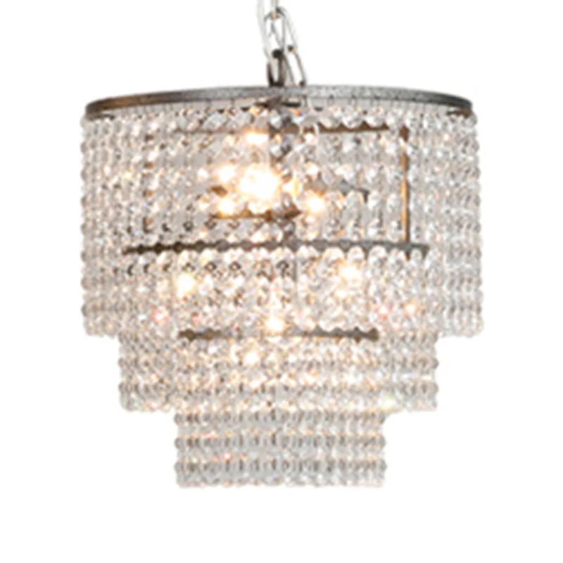 Chroom gelaagde ronde kroonluchter hanger rustiek kristal strand woonkamer hanglamp Clearhalo