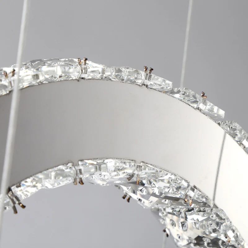 Chroom ronde/vierkante hangende kroonluchter moderne kristallen accent LED hanglamp wit/warm licht voor eetkamer Clearhalo
