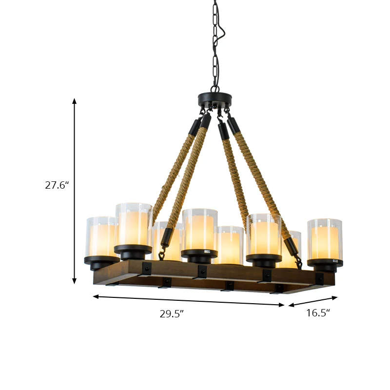 Cilinder Eetkamer Eilandlamp Vintage 6/8 Lichte Plafondlamp met Witte Glazen Binnenkap Clearhalo