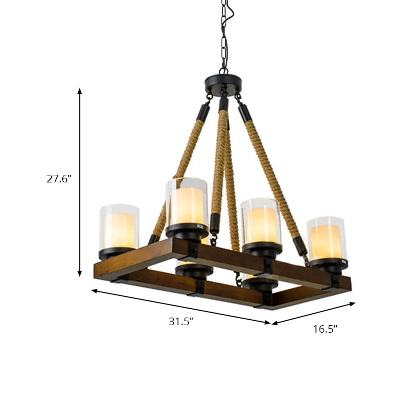 Cilinder Eetkamer Eilandlamp Vintage 6/8 Lichte Plafondlamp met Witte Glazen Binnenkap Clearhalo
