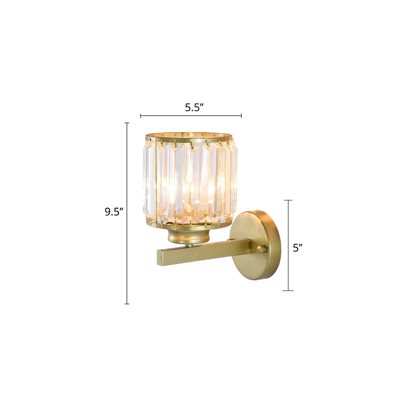 Cilinder Gang Wandverlichting Traditioneel Afgeschuind Kristal 1 Lamp Wandophanglamp Clearhalo
