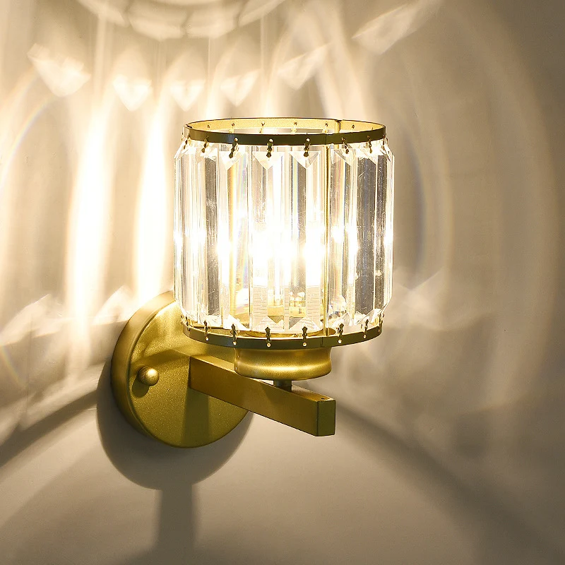 Cilinder Gang Wandverlichting Traditioneel Afgeschuind Kristal 1 Lamp Wandophanglamp Clearhalo
