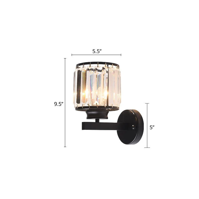 Cilinder Gang Wandverlichting Traditioneel Afgeschuind Kristal 1 Lamp Wandophanglamp Clearhalo