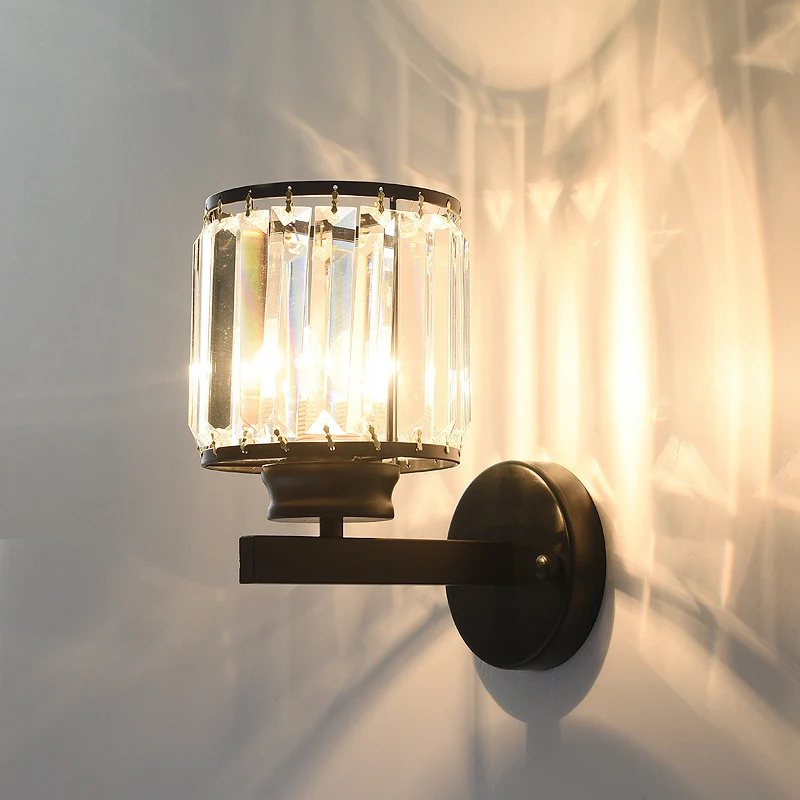 Cilinder Gang Wandverlichting Traditioneel Afgeschuind Kristal 1 Lamp Wandophanglamp Clearhalo
