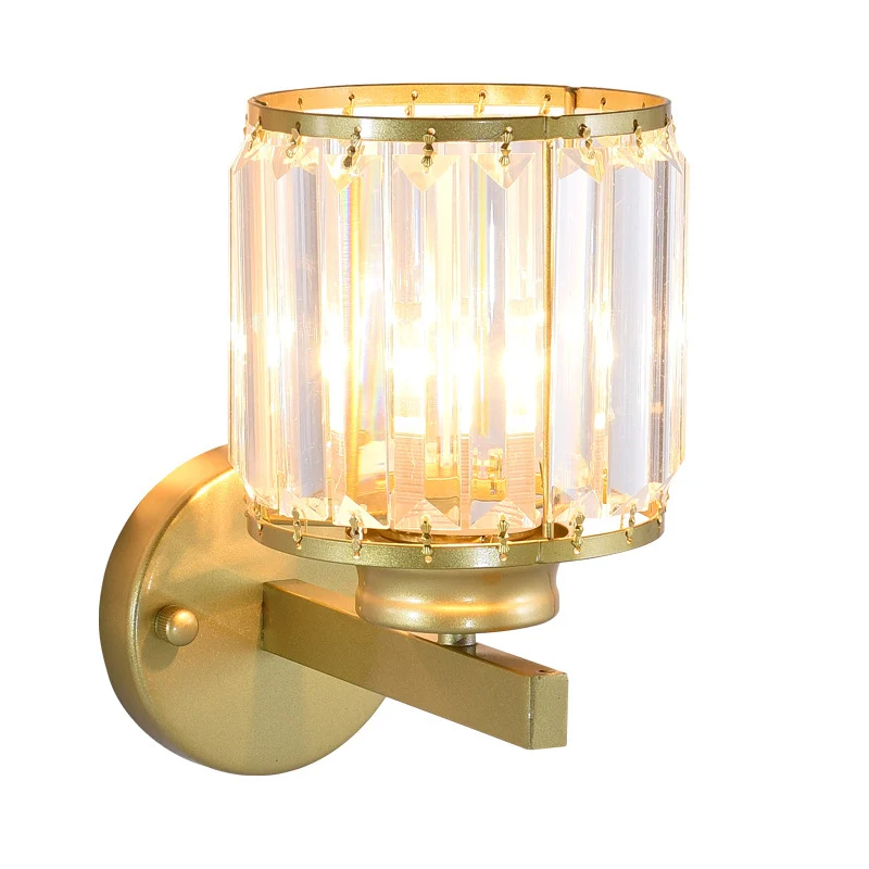 Cilinder Gang Wandverlichting Traditioneel Afgeschuind Kristal 1 Lamp Wandophanglamp Clearhalo