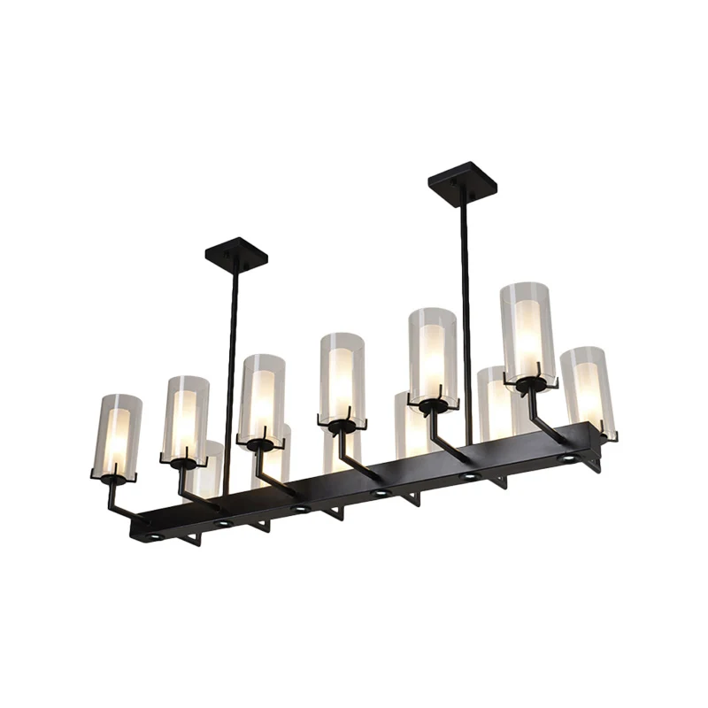 Cilinder helder glas eilandlicht Traditionele 8/12 lampen Eetkamer hanglamp zwart Clearhalo