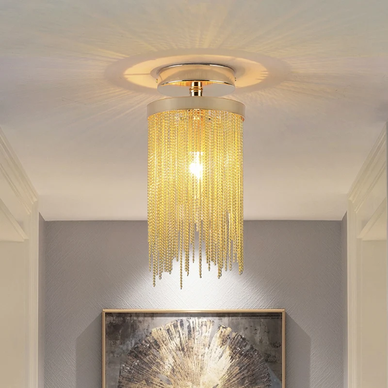 Cilinder semi-inbouwlamp Modern Crystal Strand 1 lichtblauw/groen/chroom plafondlamp Clearhalo