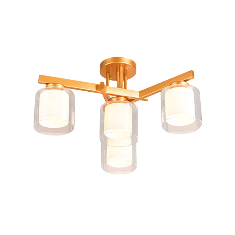 Cilinder Slaapkamer Semi Mount Verlichting Traditioneel Helder Glas 4/5/6 Lichten Wit Plafondlicht Clearhalo