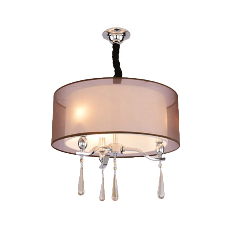 Cilinder stoffen kroonluchter licht Scandinavisch 3-lichts woonkamer hanglamp zwart/rood Clearhalo